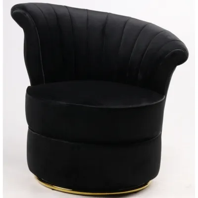 Samtsessel in Schwarz mit Drehfunktion