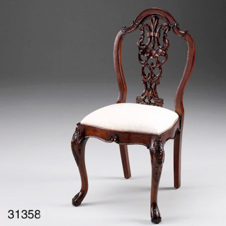 Desk Chair, French, Carved, Leather