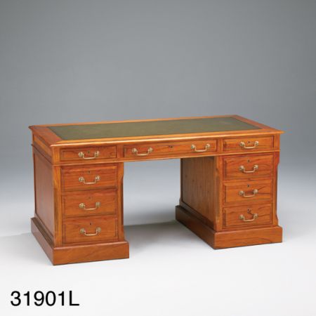 Schreibtisch Home Desk Leder Grün/Schwarz/Braun