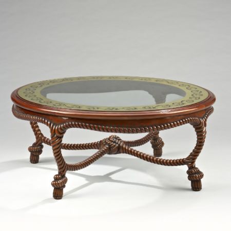 "Rope Coffee Table + Glass painted Top" - kleiner Tisch