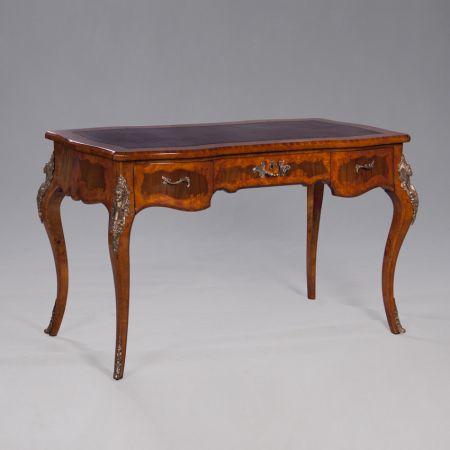 Louis Inlaid Writing Table, Leather Top