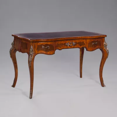 Louis Inlaid Writing Table, Leather Top