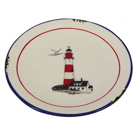 Maritim by Morris Teller - Leuchtturmdesign, Steingut lackiert, H: 2,5cm, Ø: 20cm