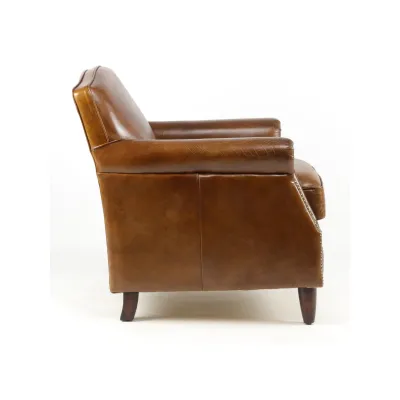 Brauner Ledersessel mit Mahagoni-Füßen
