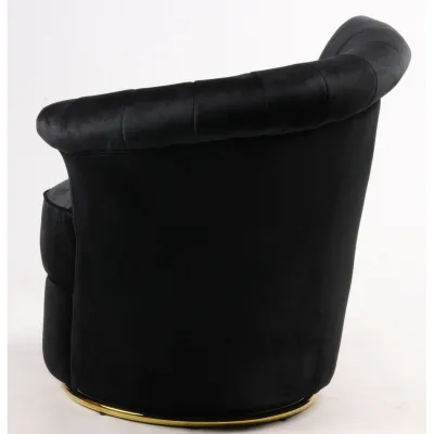 Samtsessel in Schwarz mit Drehfunktion