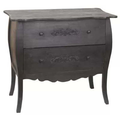 Clayre & Eef Bett-Kommode Schwarz 81*44*76 cm