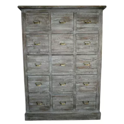Clayre & Eef Apothekenschrank-Kommode aus Holz, in dunkelgrau