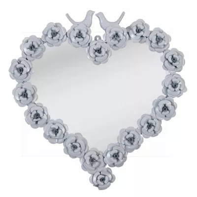 Spiegel Herz grau mit Rosen 41.5*41.5cm