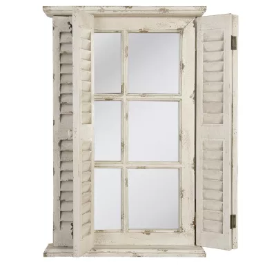 Clayre & Eef Rustikaler Fensterspiegel mit Fensterladen