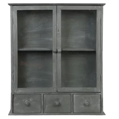 Clayre & Eef Vitrine mit Schubladen grau 60*16*70 cm