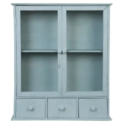 Clayre & Eef Vitrine mit Schubladen Pastel Blau 60*16*70 cm
