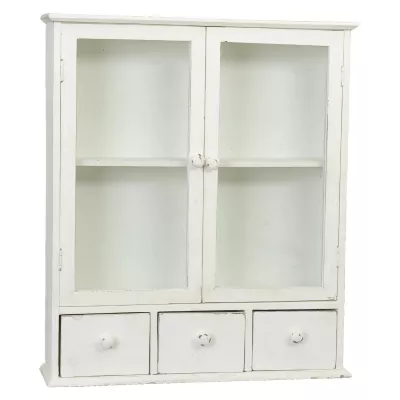 Clayre & Eef Vitrine mit Schubladen Weiß 60*16*70 cm