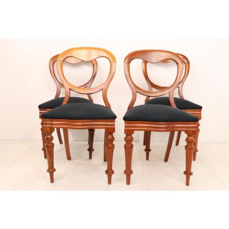 4 antike englische Stühle mit Balloon Backs aus Mahagoni Massivholz