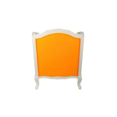 Französischer Sessel in Weiß & Orange mit Massivholz