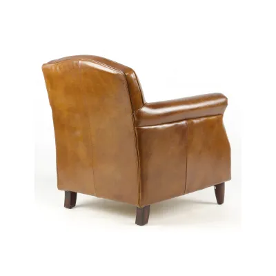 Brauner Ledersessel mit Mahagoni-Füßen