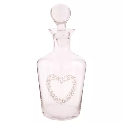Clayre & Eef Flasche mit Herzaufdruck 25cm
