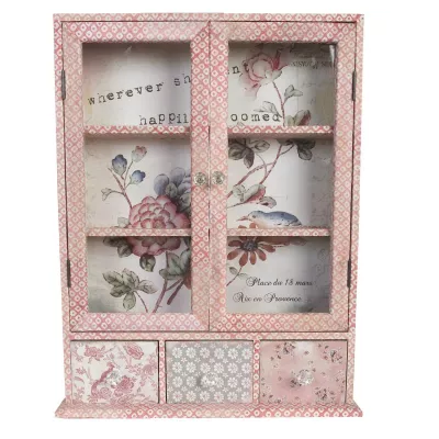 Clayre & Eef Bunter Vitrinenschrank in rosa