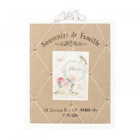 Clayre & Eef Pinnwand Notizbrett Memoboard Stoff Souveniers de Famille natürlich ca. 46 x 61 cm