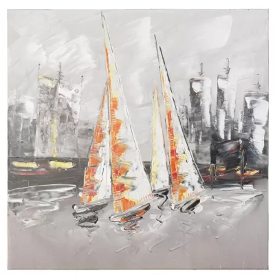 Clayre & Eef Bild Gemälde Segelboot Boote ca. 80 x 80 cm