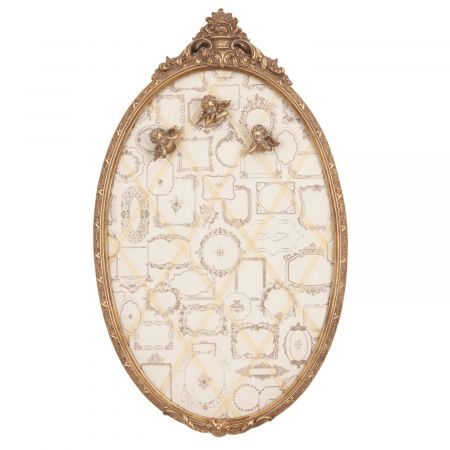 Clayre & Eef Pinnwand Memoboard oval goldfarbig ca. 39 x 65 cm