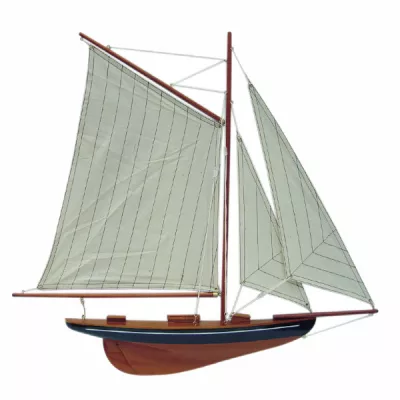 Maritim by Morris Segel-Yacht, Halbmodell, blau/natur, Holz mit Stoffsegel, L: 56cm, H: 52cm