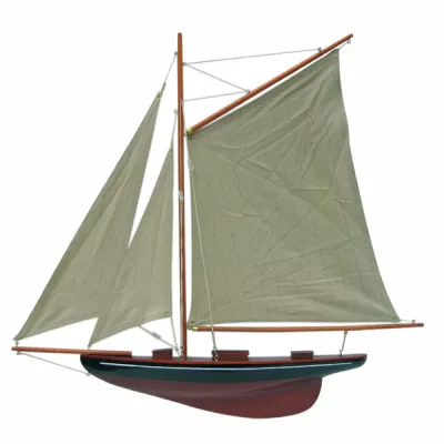 Maritim by Morris Segel-Yacht, Halbmodell, schwarz/weinrot, Holz mit Stoffsegel, L: 56cm, H: 52cm