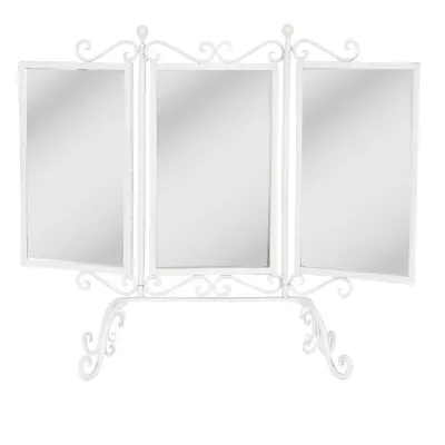Clayre & Eef Spiegel weiß dreifach klappbar 49*17*40cm