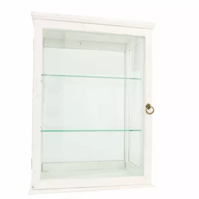 Clayre & Eef Großer Apothekenschrank aus Glas und Holz, in weiß