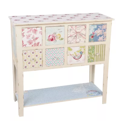 Clayre & Eef Sidebord mit acht Schubladen Bunt ca. 93 x 37 x 89 cm