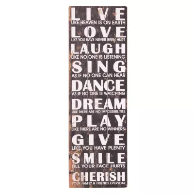 Clayre & Eef Wandschild mit weißer Schrift Live Love Laugh Sing.