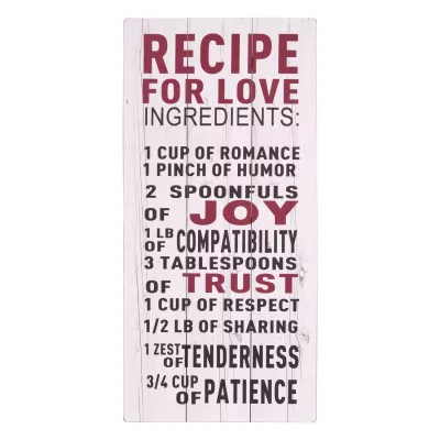 Clayre & Eef Schild Spruch Recipe for love... ca. 46 x 97 cm