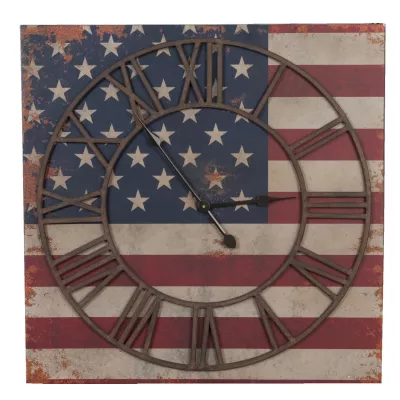 Clayre & Eef Uhr Flagge "USA" 70 x 70cm 