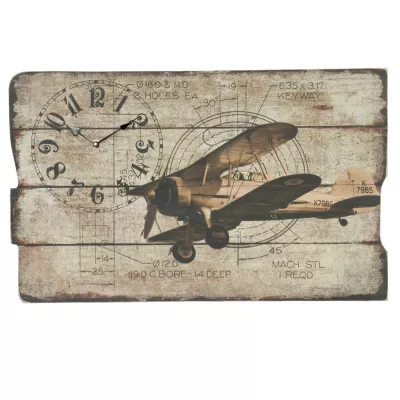 Clayre & Eef Wanduhr Flugzeug 65x4x40 cm