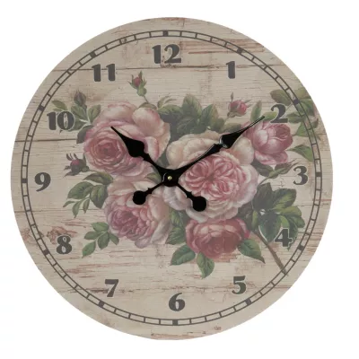 Clayre & Eef Wanduhr Rosen XXL 60x5 cm