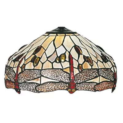 Clayre & Eef Lampenschirm Tiffany-Stil ca. Ø 40cm Weiße Libelle