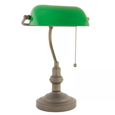 Clayre & Eef Schreibtischlampe Grün, Bankerlampe Ø 27x40 cm E27/max 1x60W