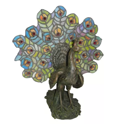 Dekolampe im Tiffany-Stil Pfau ca. 39cm