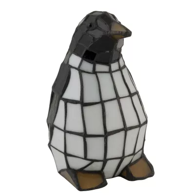 Clayre & Eef Dekolampe im Tiffany-Stil Pinguin 13x20cm