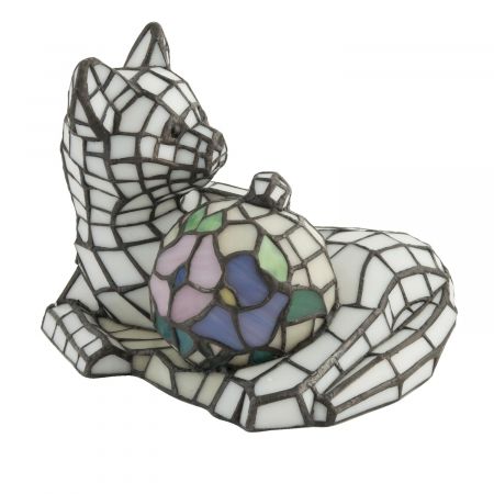 Clayre & Eef Dekolampe im Tiffany-Stil Katze 26.5x20cm