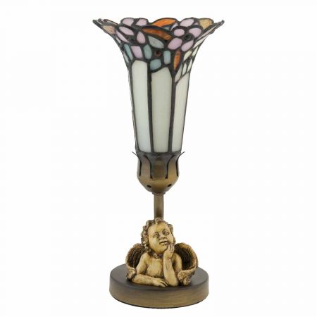 Clayre & Eef Tischlampe Tiffany-Stil Engel ca. Ø 12,5 cm