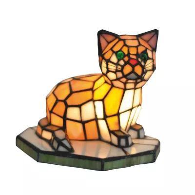Clayre & Eef Wandlampe im Tiffany-Stil Katze 23 x 17.5 x 19.5 cm