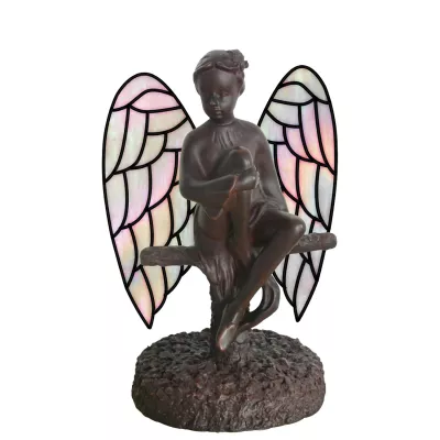 Clayre & Eef Wandlampe im Tiffany-Stil Engel 17,5 x 25 cm
