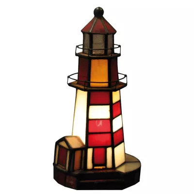Clayre & Eef Dekolampe im Tiffany-Stil Leuchtturm 13 x 25 cm