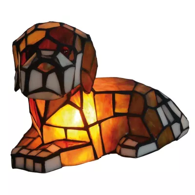 Clayre & Eef Dekolampe im Tiffany-Stil Hund 23 x 14 x 16 cm