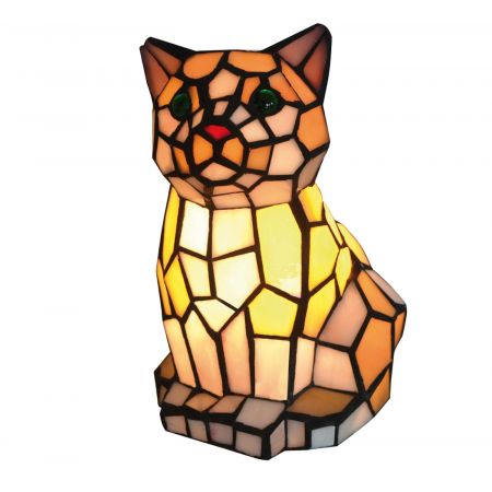 Clayre & Eef Dekolampe im Tiffany-Stil Katze 15 x 12 x 22 cm