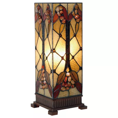 Clayre & Eef Säulenlampe im Tiffany-Stil Herbststeine 45x18cm