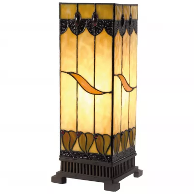 Clayre & Eef Säulenlampe im Tiffany-Stil Gelbtöne 45x18cm