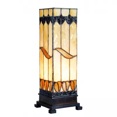 Clayre & Eef Säulenlampe im Tiffany-Stil 35x12.5cm Wellenmuster
