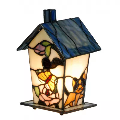 Clayre & Eef Tiffany Dekolampe Figurleuchte im Tiffany-Stil Vogelhaus 20x12cm