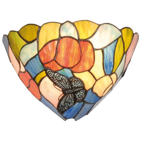 Wandlampe im Tiffany-Stil 30x19cm Schmetterling bunt